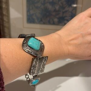 Vintage Silver Bracelet with Turquoise Stone